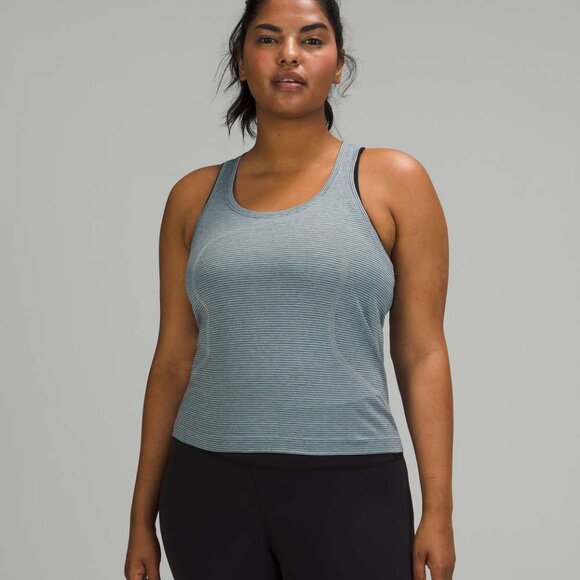 Lululemon Swiftly Tech Racerback 2.0 Race Length In Tetra Stripe Rhino Grey 8 - Picture 2 of 8